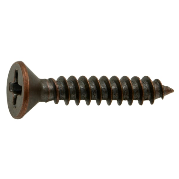 Midwest Fastener Sheet Metal Screw, #6 x 3/4 in, Bronze Plated Steel Flat Head Phillips Drive, 30 PK 63283 - main
